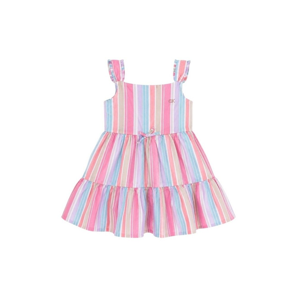 Calvin Klein Kids Stepped Tiered Sun Dress Colorful Pink Purple White Girls 6